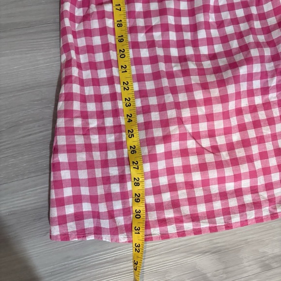 Benetton Little Girls Dress Gingham Ruffle Dress Off Shoulder Red Green Sz 11-12 - Picture 6 of 16